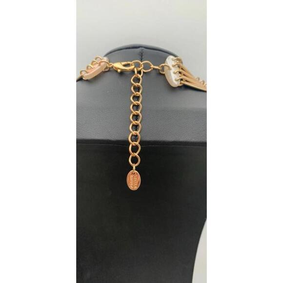 Stella & Ruby Gold Tone & Marbled Pink Acrylic Multi-Strand Layered Necklace - Picture 7 of 7